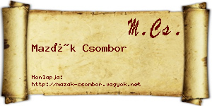 Mazák Csombor névjegykártya